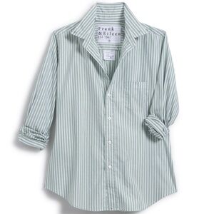 Frank & Eileen Barry Tailored Green Striped Shirt